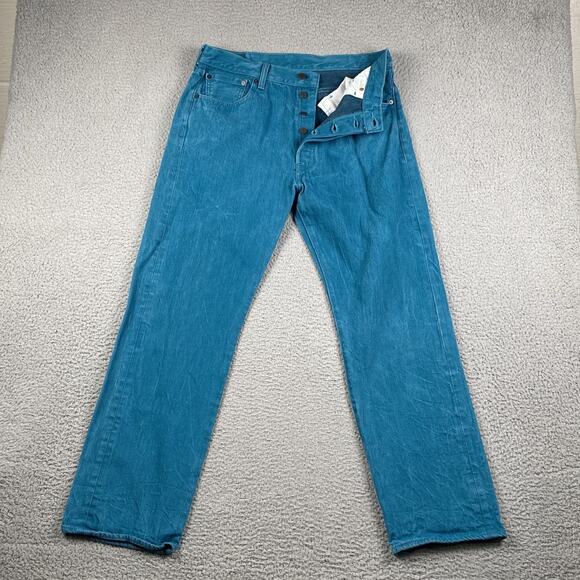 Levi's 501 XX Original Button Fly Jeans Men's 36x34 Measured 34x30 Blue Denim - Picture 1 of 11